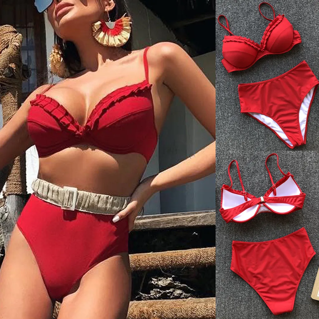 Сексуальный бикини с высокой талией набор 2020 Холтер купальник для женщин пуш ап