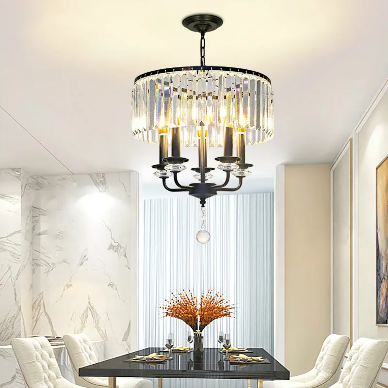 Скандинавские Черные хрустальные люстры D42cm 5L классический светодиодный люстра