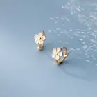 Женские маленькие круглые серьги-обручи AIFENAO, серьги из стерлингового серебра 925 пробы с цветком, золотые ювелирные украшения для помолвки, подарки для девушек и женщин
