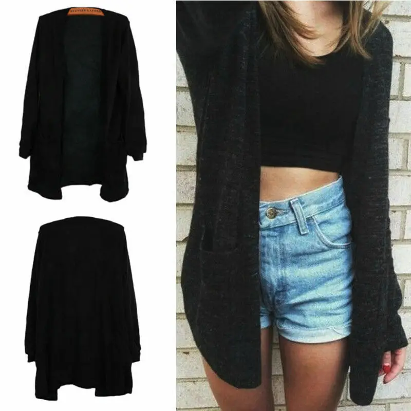 Новый Модный женский свитер с длинным рукавом Повседневный Кардиган верхняя