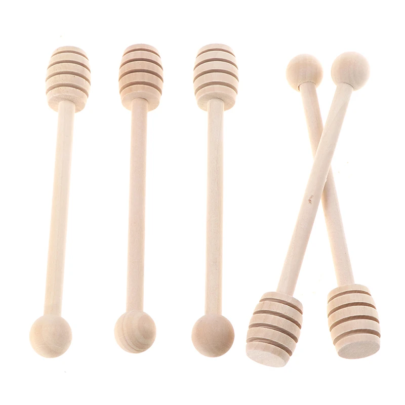 5Pcs 16CM Wooden Honey Spoon Honey Wooden Stir Bar for Honey Jar Supplies Eco-Friendly Long Handle Mixing Stick Dessert Tools