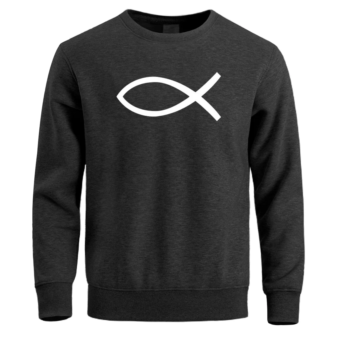 Толстовка с изображением рыбы Иисуса мужские толстовки капюшоном пуловер зимняя