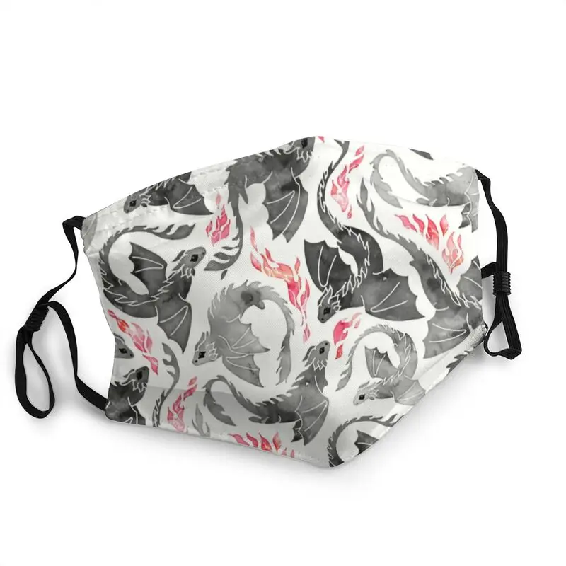 

Western Dragon Fire Pattern Face Mask Anti Haze Folklore Mythology Mask Protection Cover Washable Respirator Mouth Muffle