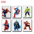 Постер Marvel, Картина на холсте, Человек-паук, Железный человек, Халк, супергерой, украшение для дома, настенное искусство, подарок на день рождения, декор для детской спальни