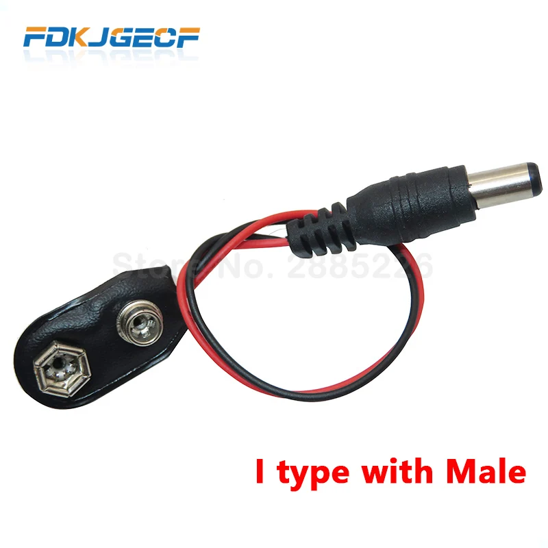 5PCS Experimental 9V Battery Snap Power Cable to DC 9V Clip Male Line Battery Adapter For Arduino Uno R3 DIY Connector T type
