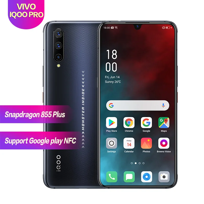 Vivo IQOO pro 4G 6 41 &quotSnapdragon 855 Plus Super AMOLED Поддержка NFC 4500mAh 1080*2340 флэш Зарядка 4 камеры лицо