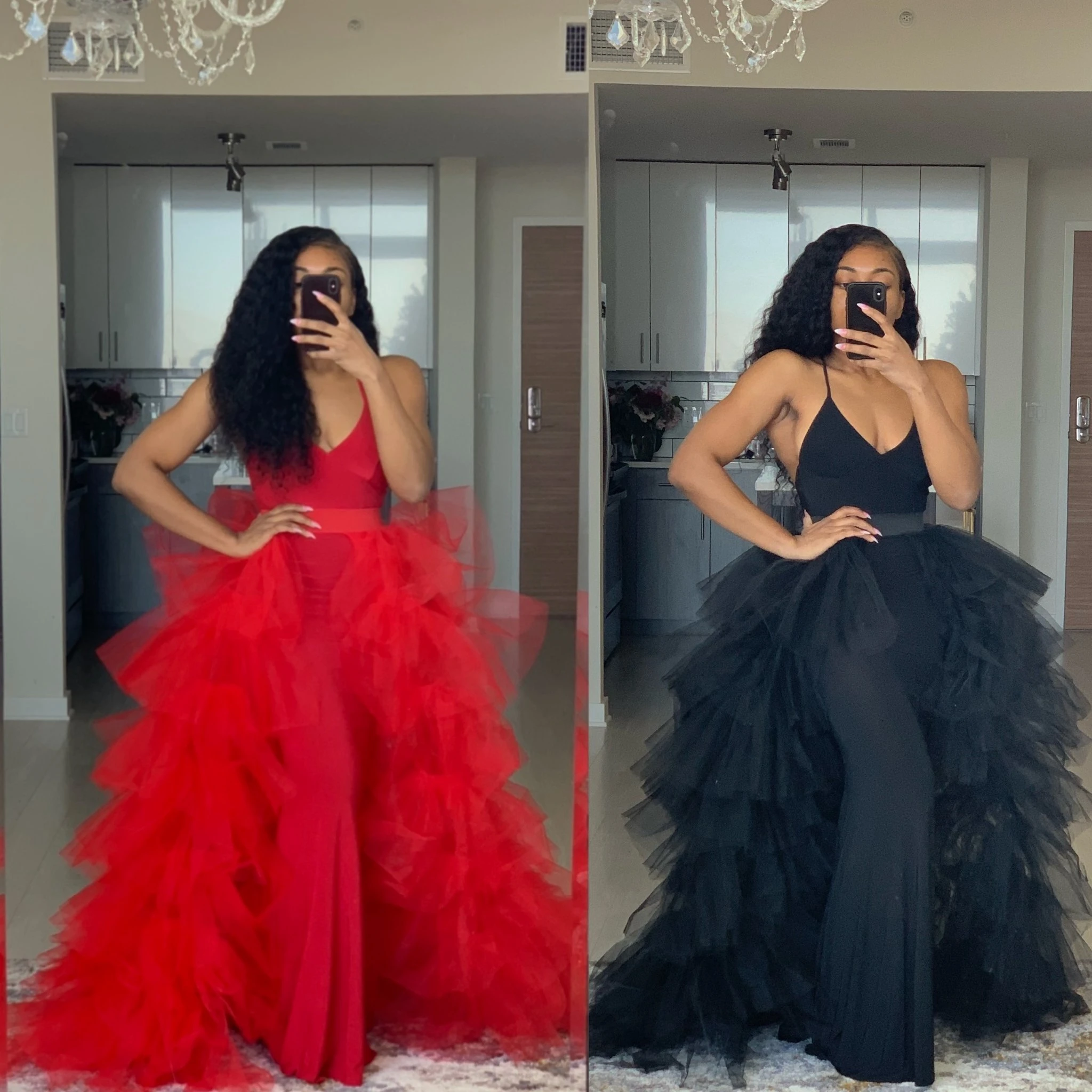 Fashion Detachable Tiered Ruffle Tulle Overskirt With Train Puffy Skirts Overlay Wedding Skirt Long Tulle Over Skirt Maxi Skirt