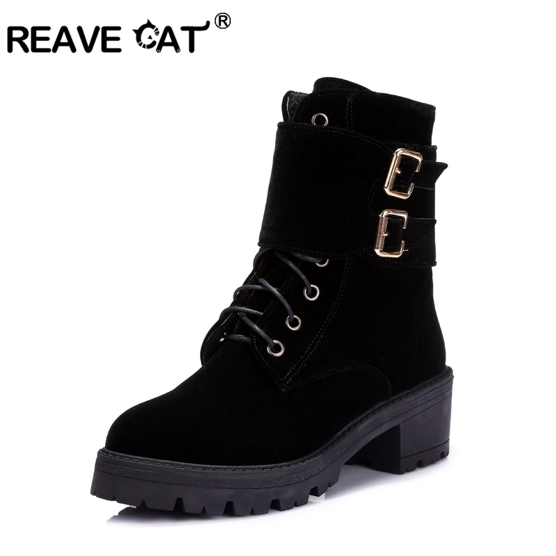 REAVE CAT/ботильоны из искусственной замши женская обувь на платформе женские