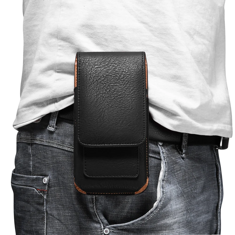 Universal Leather Case for iPhone Samsung Huawei Xiaomi Mens Waist Pack Belt Clip Bag for 3.5-6.3