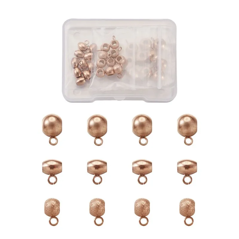 

30pcs 304 Stainless Steel Hanger Links Connectors Rondelle Bail Bead for Jewelry Making DIY Bracelet Necklace Rose Gold