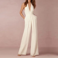 female jumpsuit woman summer elegant jumpsuits sexy halter jumpsuits 2021 fashion solid color loose wide leg overalls for women