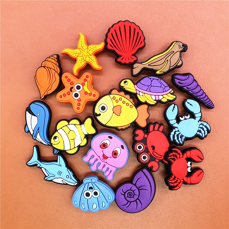 Crock Charms Accessories Cartoon Animals Cute PVC Shoe Croc Buttons Sandals Charms Decoration Marine Organism Free Shipping