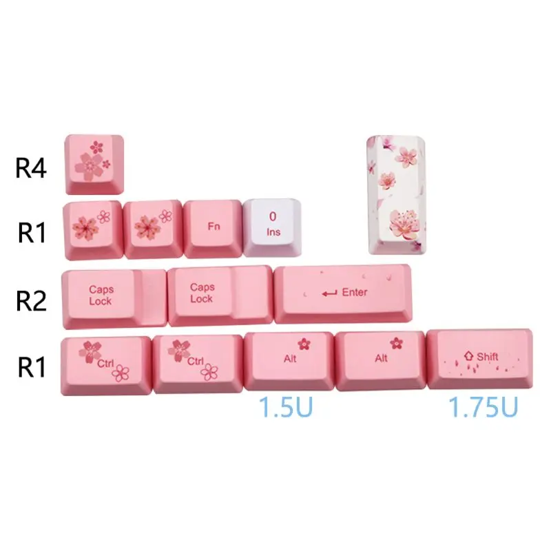

122 Keys OEM PBT Keycaps Full Set Mechanical Keyboard Keycaps PBT Dye-Sublimation Cherry Blossom Keycaps