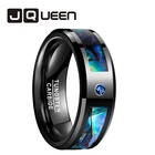 JQUEEN 8 мм Natual Abalone оболочка опал мужское кольцо из карбида вольфрама инкрустированное кубическим цирконием покрытие черное свадебное ювелирное изделие подарок любителю