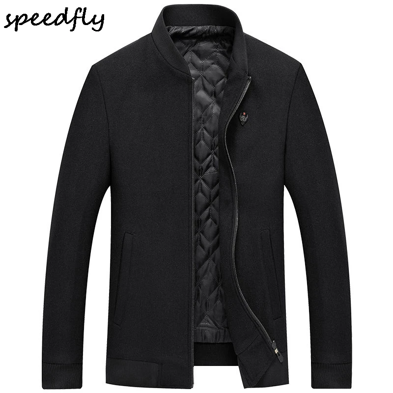

Wool Men Thick Coats Slim Fit Male Fashion Wool Blend Outerwear Jackets Smart Casual Jackets Baseball