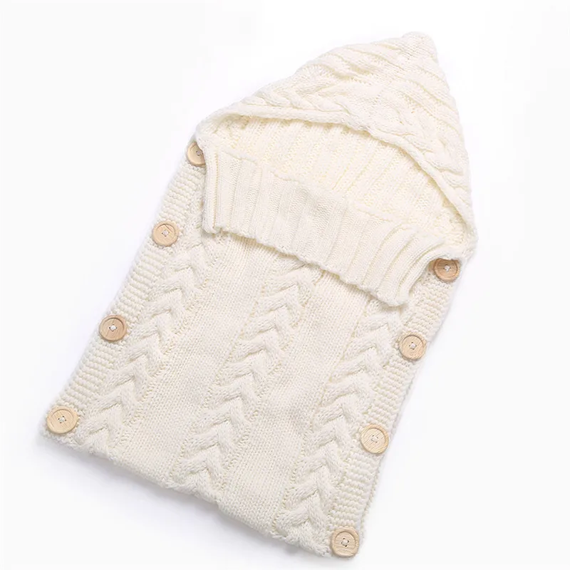

Baby Woolen Swaddle Wrap Blanket Envelope for Newborn Infant Girls Boys Knit Crochet Winter Sweater Sleeping Bag Sack