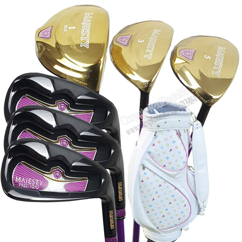preço Novos Clubes De Golfe Maruman Majestade Prestigio 9 Conjunto Completo Driver Madeira Ferros Putter Eixo Grafite E Saco Feminino