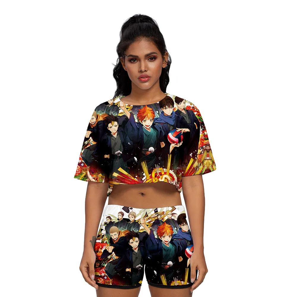 

Anime Cosplay Haikyuu Women Sexy To Piece Set Tops Shorts 3D print