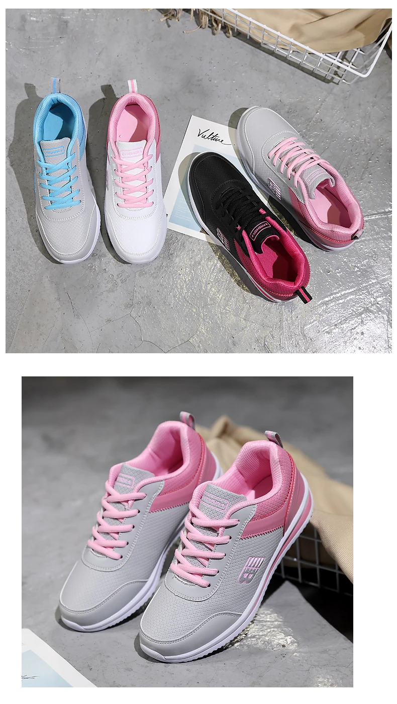 Size 35-41 New Fashion Tennis Shoes for Women Ultra-light Leather Blue Sneakers Gym Sport Shoes Tenis Feminino Basket Femme