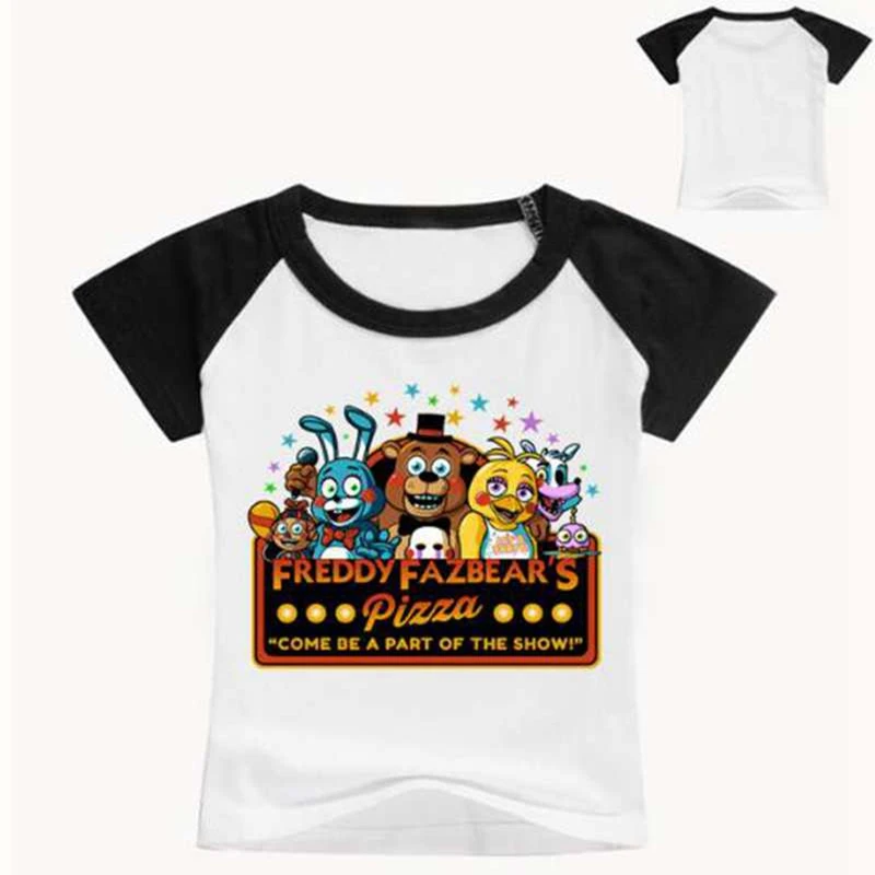 Детская футболка с коротким рукавом FNaF для мальчиков и девочек рисунком пяти