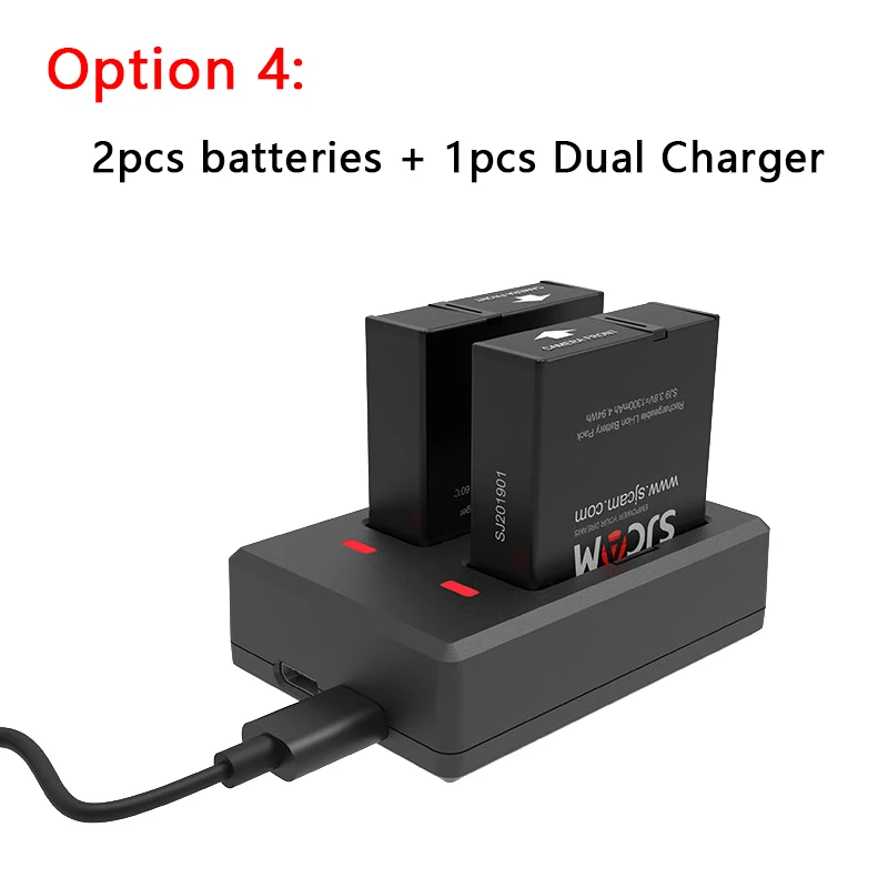 Аккумулятор SJCAM SJ9 Strike 1300mAh литий-ионная Дополнительная запасная батарея зарядное устройство с двойным разъемом чехол для SJ9 Strike Actioin камеры - Цвет: option 4