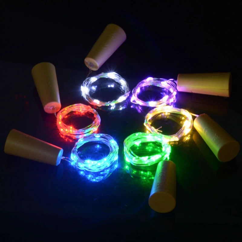 

Batterij Aangedreven Guirlande Wijn Fles Verlichting Met Kurk 2M 20 Led Koperdraad Kleurrijke Fairy Lights String Voor Party