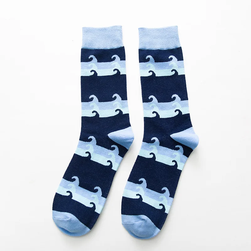 1 Мужские жаккардовые носки Харадзюку с надписью «Happy Socks», уличные абстрактные геометрические носки с изображением петуха, Листьев, стрелы, голени, хип-носки, Прямая поставка - Цвет: 1