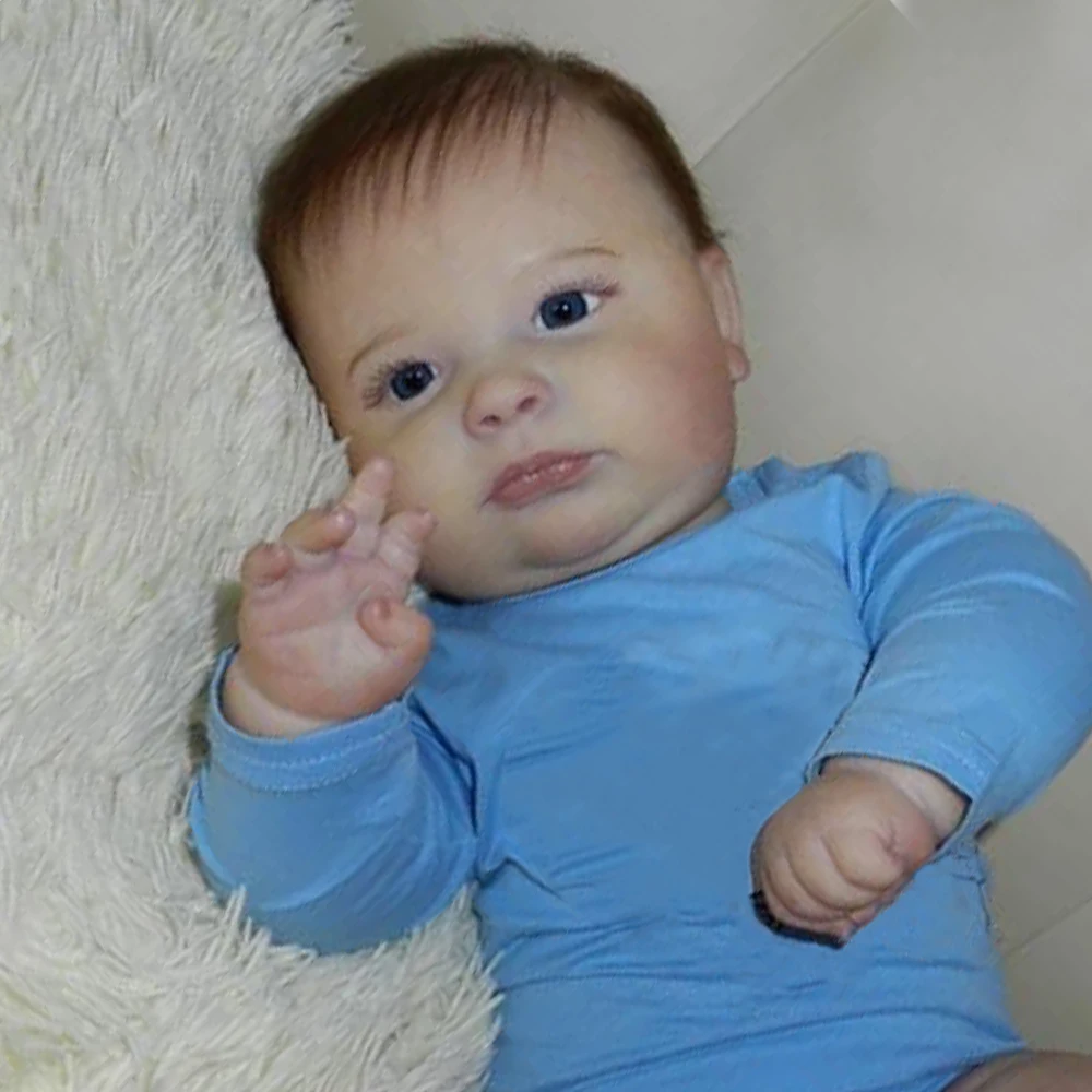 

60CM Reborn Baby Fat Boy Joseph Doll Cute High Quality Handmade Doll with Hand-rooted Brown Hair Children Gift Toys