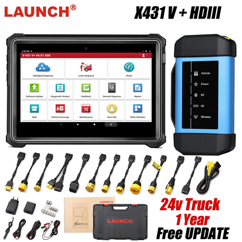 LAUNCH X431 V+ Heavy Duty HD Module Wireless 24V Truck Diesel Car Diagnostic Tools Full System Obd2 Scanner Auto Tool | Автомобили и