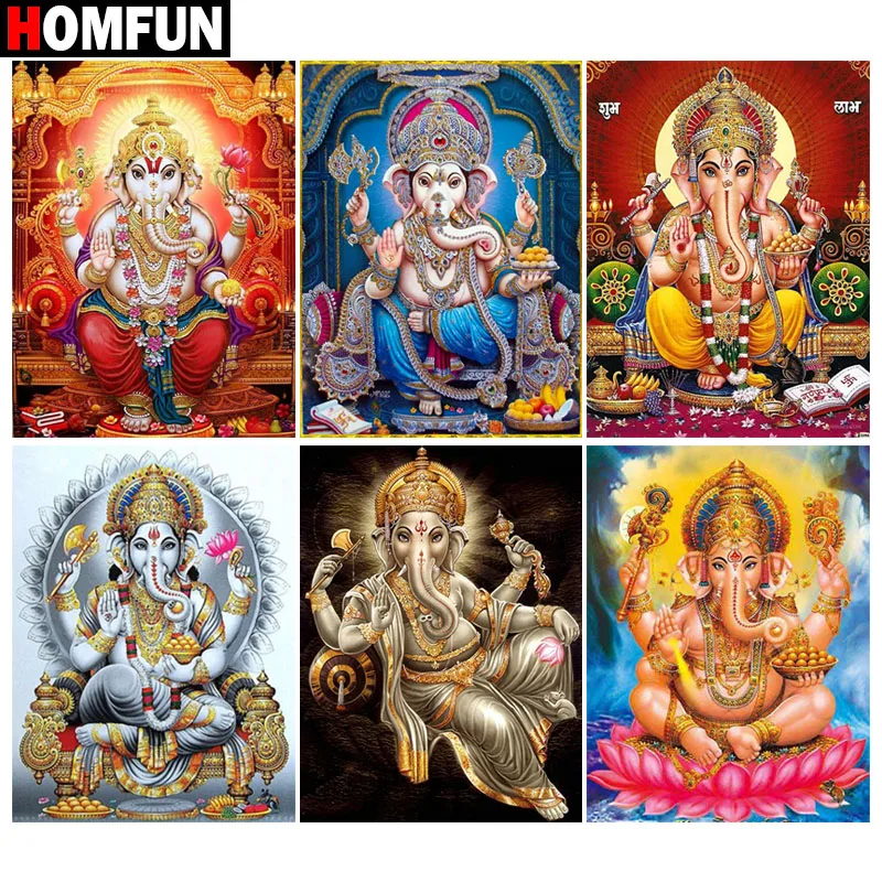 HOMFUN 5d алмазная живопись камни в форме ромба/круглый &quotрелигиозных слон&quot