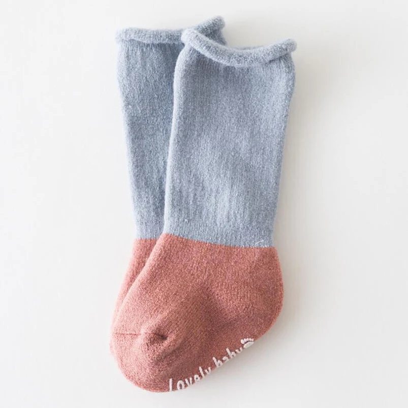 Vintage hit color toddler boys socks thick velvet cotton infant baby boots warm children for girls anti-slip | Детская одежда и