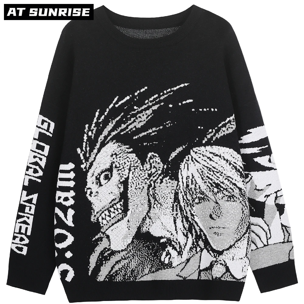 Мужской свитер в стиле хип-хоп винтажный трикотажный ретро и японского аниме Death