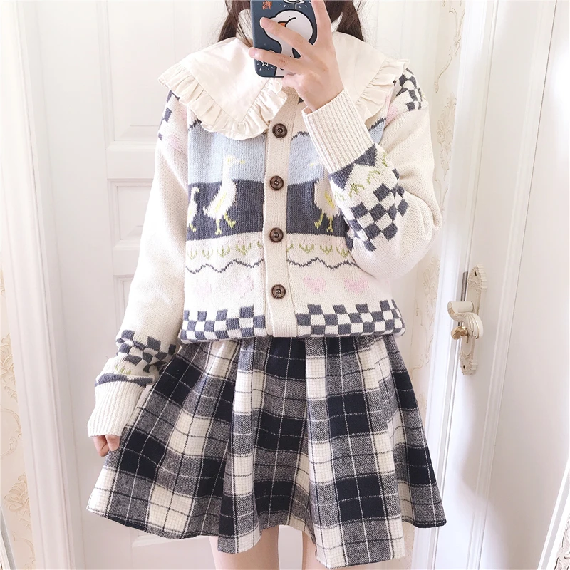 Короткая клетчатая юбка в японском стиле для девочек универсальная утепленная