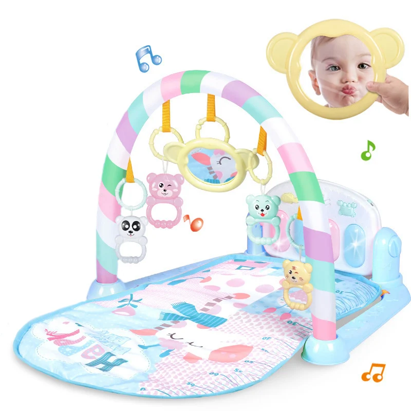 Blue Deer Детский игровой коврик FBIL-Baby для занятий в тренажерном зале, развивающий ковер для детей 0-12 месяцев, мягкие музыкальные погремушки, игрушки, коврик для занятий спортом для младенцев, Gam - Цвет: Blue Deer