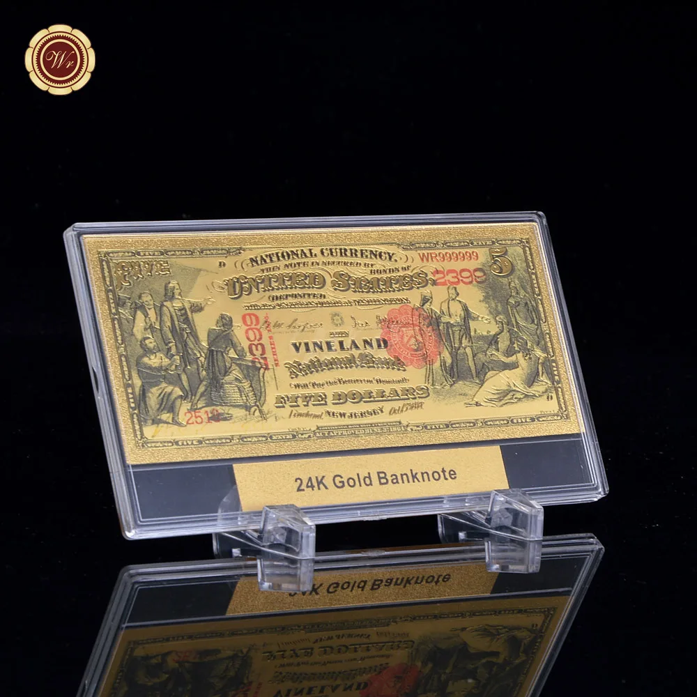 Качественная Золотая банкнота 1875 года $5 долларов США Национальная пластиковая