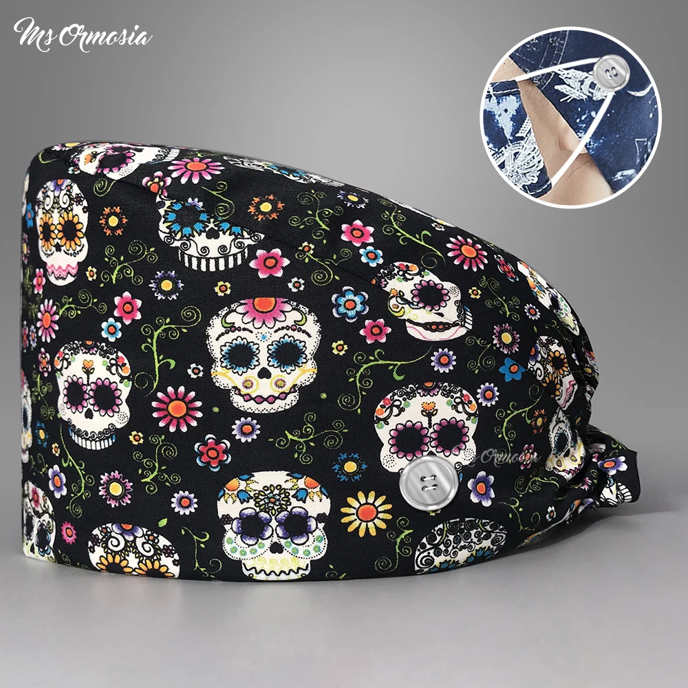 Шапочка унисекс хирургическая хлопковая регулируемая с принтом |