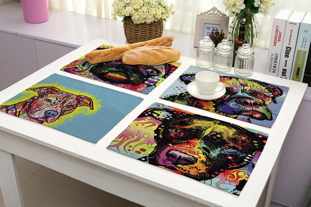 Хлопковая льняная подставка с принтом животных для обеденного стола подставки