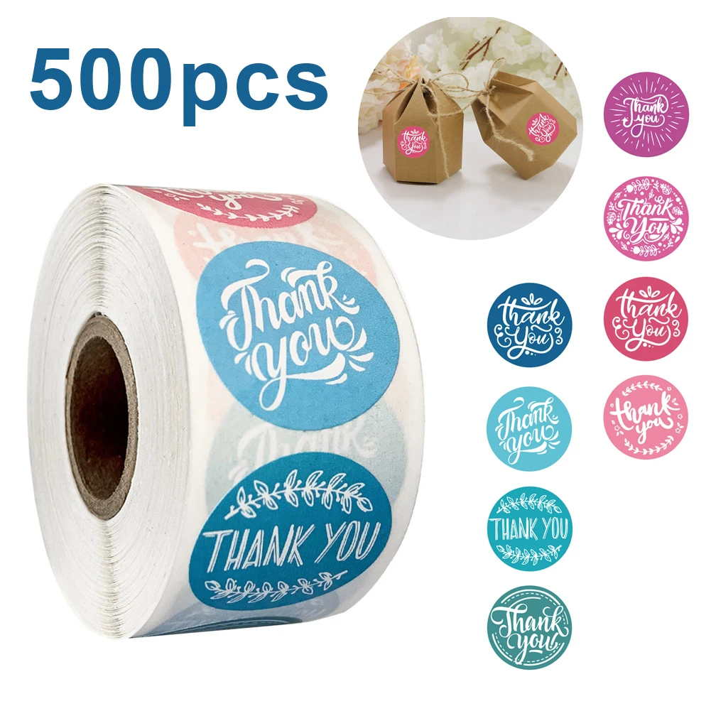 

New Gift Sealing Stickers 500pcs Thank You Design Diary Scrapbooking Stickers Festival Birthday Party Gift Decorations Labels