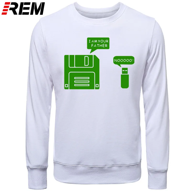 REM USB дискета я ваш отец мужские хлопковые с длинным рукавом юмором диск повседневные Camisetas Hombre мужские кофты с капюшоном, толстовки - Цвет: WHITE GREEN