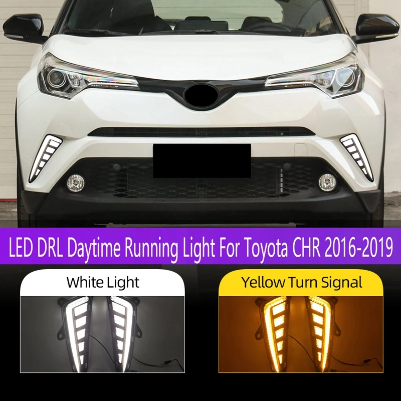 

1 Pair Car LED DRL Daytime Running Light Turn Signal Bumper Fog Light Driving Lamp for Toyota CHR 2016-2019