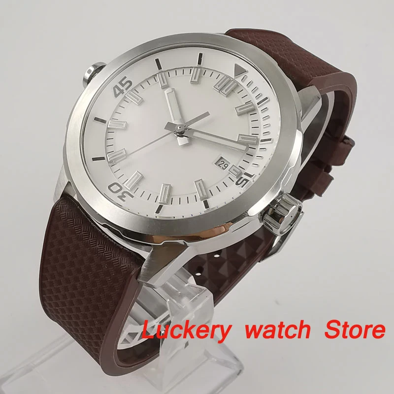 

Corgeut 45mm Men watch white dial Rotating bezel Automatic mechanical watch luxury Automatic watches