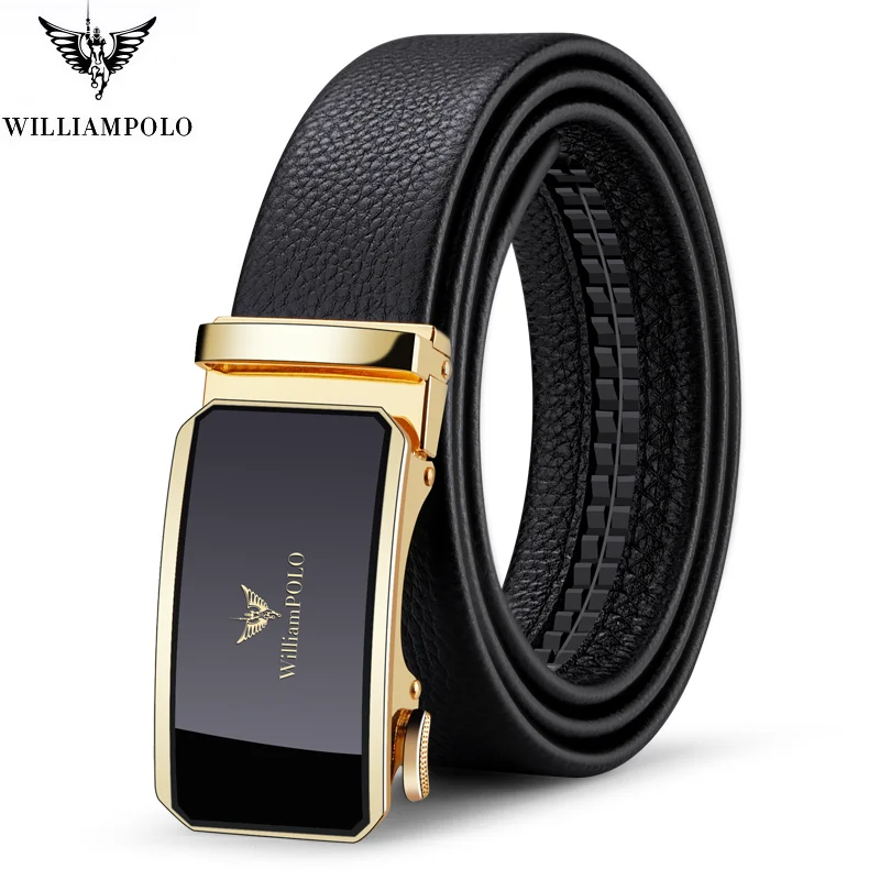 WILLIAMPOLO New 2021 full-grain leather Brand Belt Men Genuine Luxury Leather Belts for Men Strap Male Metal Automatic Buckle