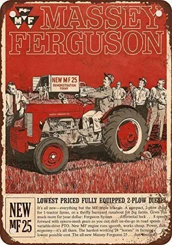 

Lplpol Metal tin Sign Massey Ferguson MF 25 Tractores, diseño clá Placa de Metal 12" x 18"