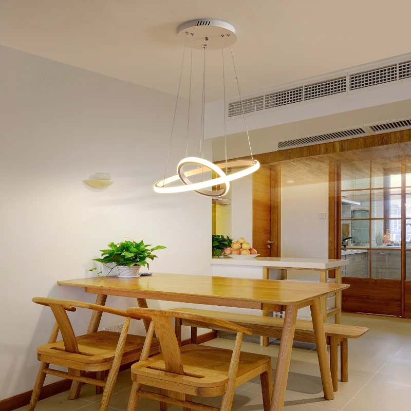 

Modern Pendant lamp Led 3/4/5 Rings Circle Ceiling Hanging Chandelier Black Loft Living Dining Room