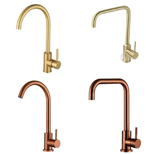 kitchen faucet stainless brushed gold brass steel wiredrawing golden hot and cold water faucet mixer tap kitchen accessories free global shipping