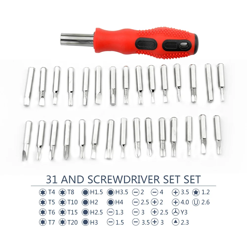 

31Pcs Screwdriver Kit Small Mini Combination Universal Hand Tool Set Dismountable Antiskid Handle Multifunction Repair