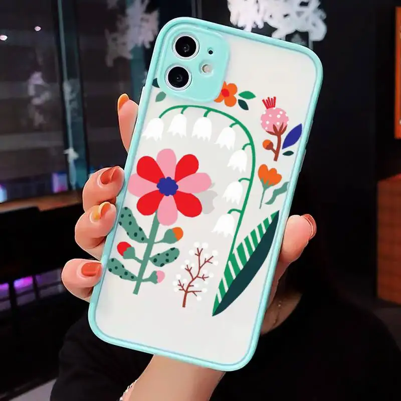 

Pretty Flower art design pattern Phone Cases matte transparent For iphone 7 8 11 12 plus mini x xs xr pro max cover