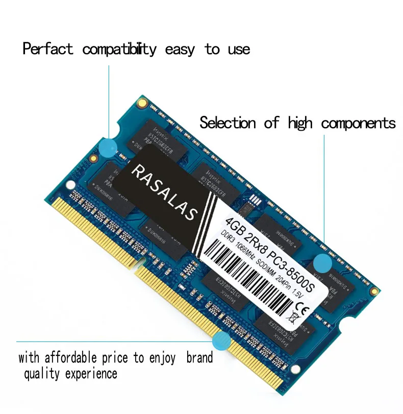 Rasalas Новый 4GB/8 GB/G Oперативная Nамять DDR3 1066 МГц SO DIMM Тетрадь Оперативная память 1 5 v