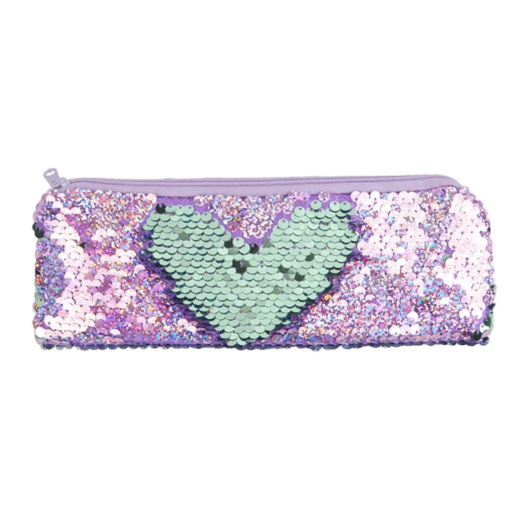Женская косметичка с блестками цветная двухсторонняя на молнии кошелек для