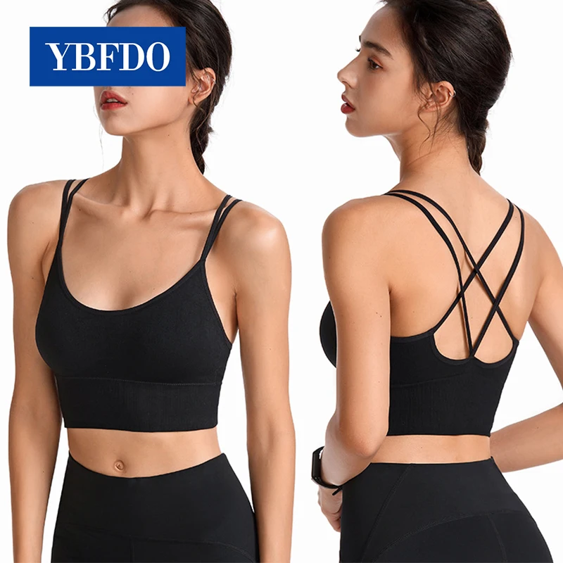 

YBFDO Women Shockproof Cross Straps Running Gym Sport Bras Top Beauty Back Push Up Workout Fitness Underwear